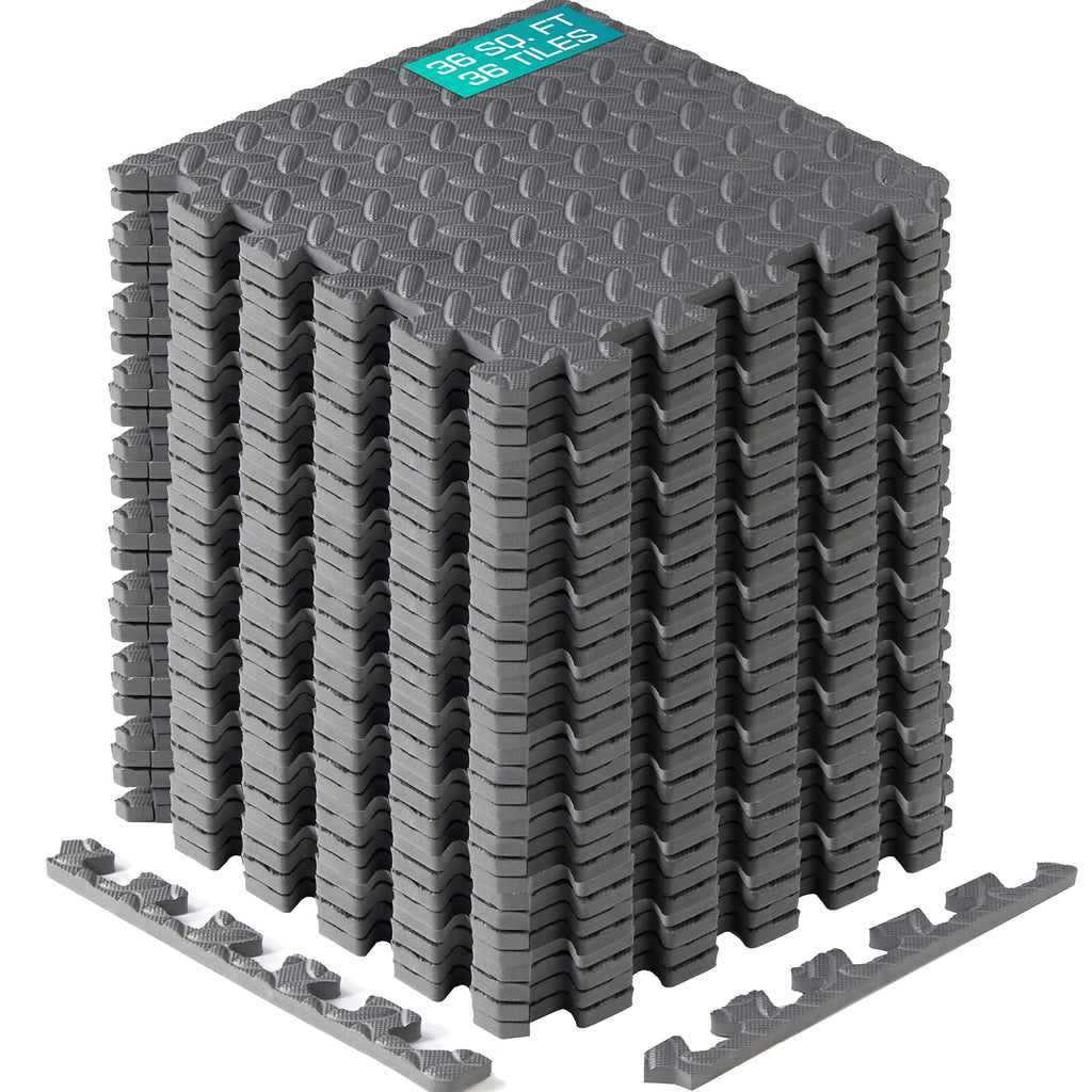 Yes4All Interlocking Exercise Foam Mats With Border - Interlocking Floor Mats For Gym Equipment - Eva Interlocking Floor Tiles J