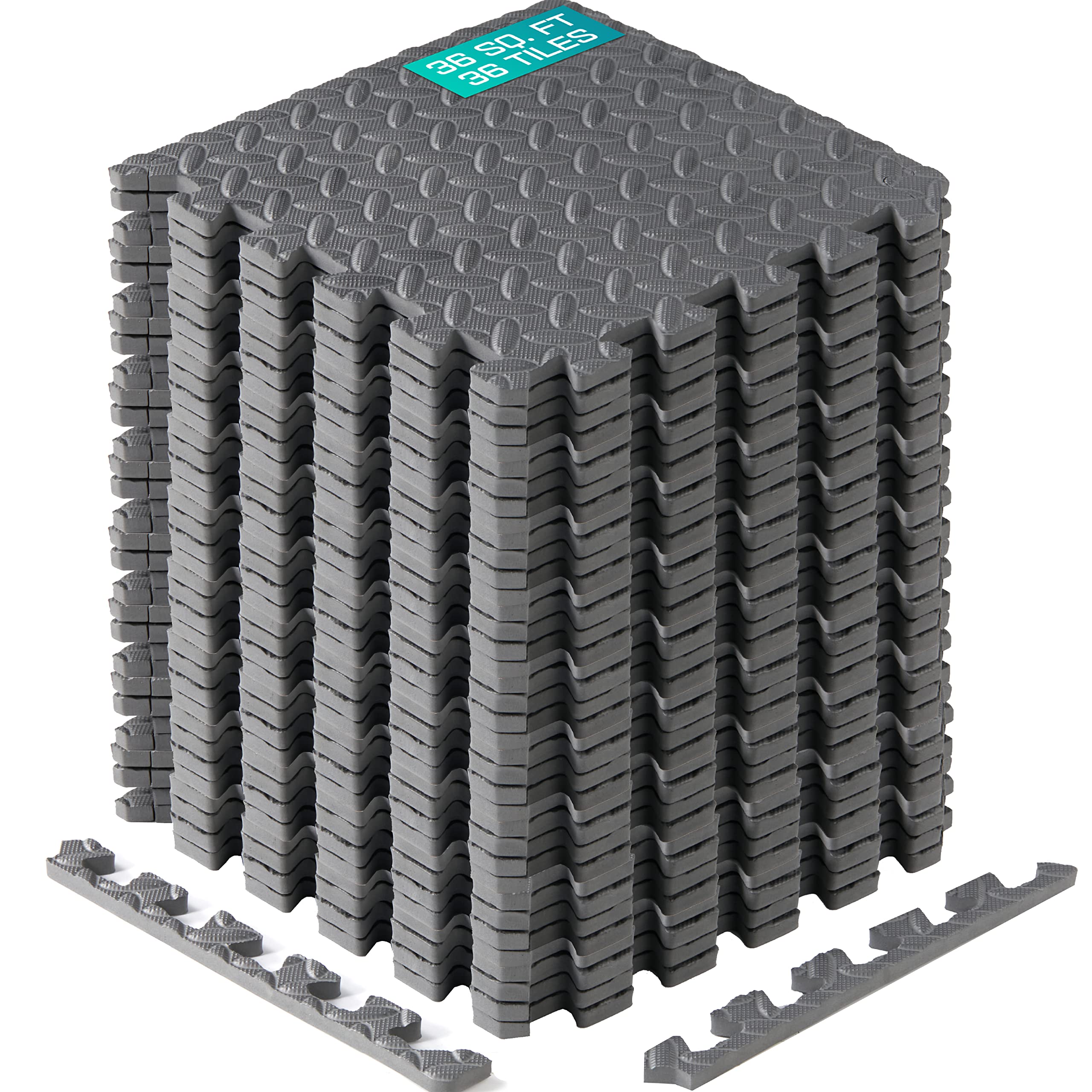 Yes4All Interlocking Exercise Foam Mats With Border - Interlocking Floor Mats For Gym Equipment - Eva Interlocking Floor Tiles J