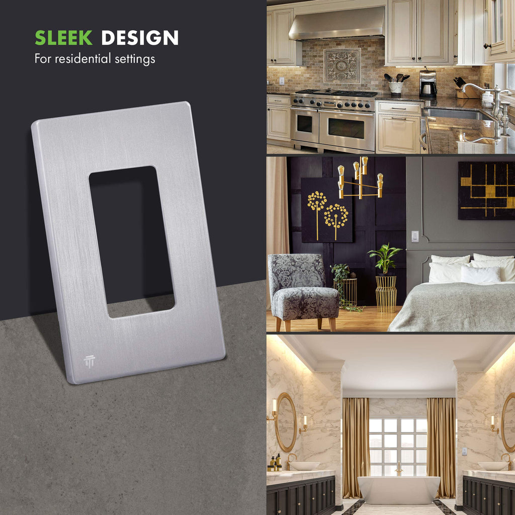 Enerlites Elite Series Screwless Decorator Wall Plate Child Safe Outlet Cover, Gloss Finish, Size 1-Gang 468 H X 293 L, Unbreaka