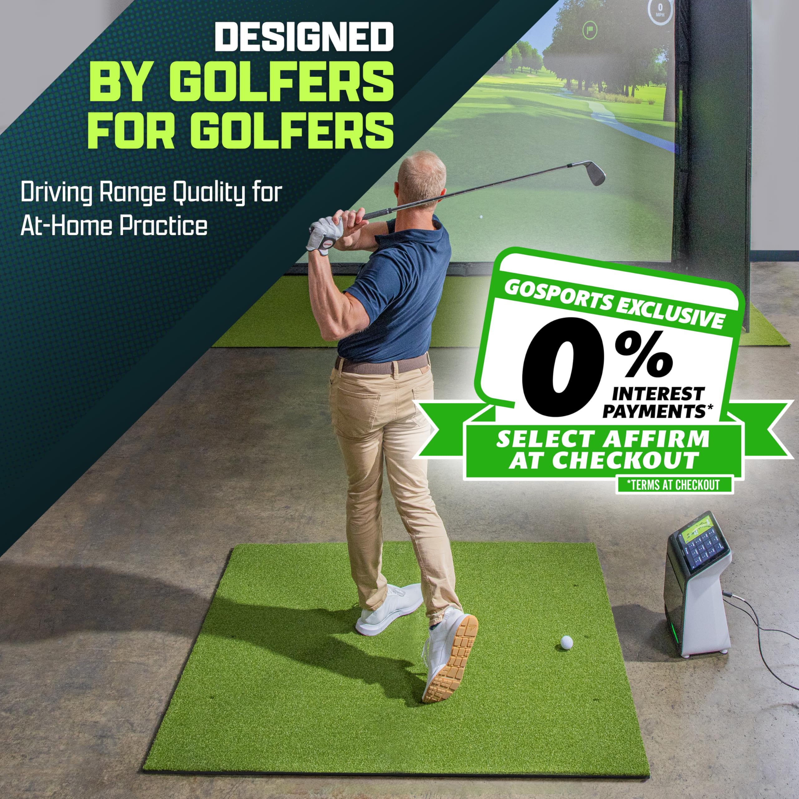Gosports Golf Hitting Mat Artificial Turf Mat For Indoor/Outdoor Practice Includes 3 Rubber Tees - Standard, Pro, Or Elite