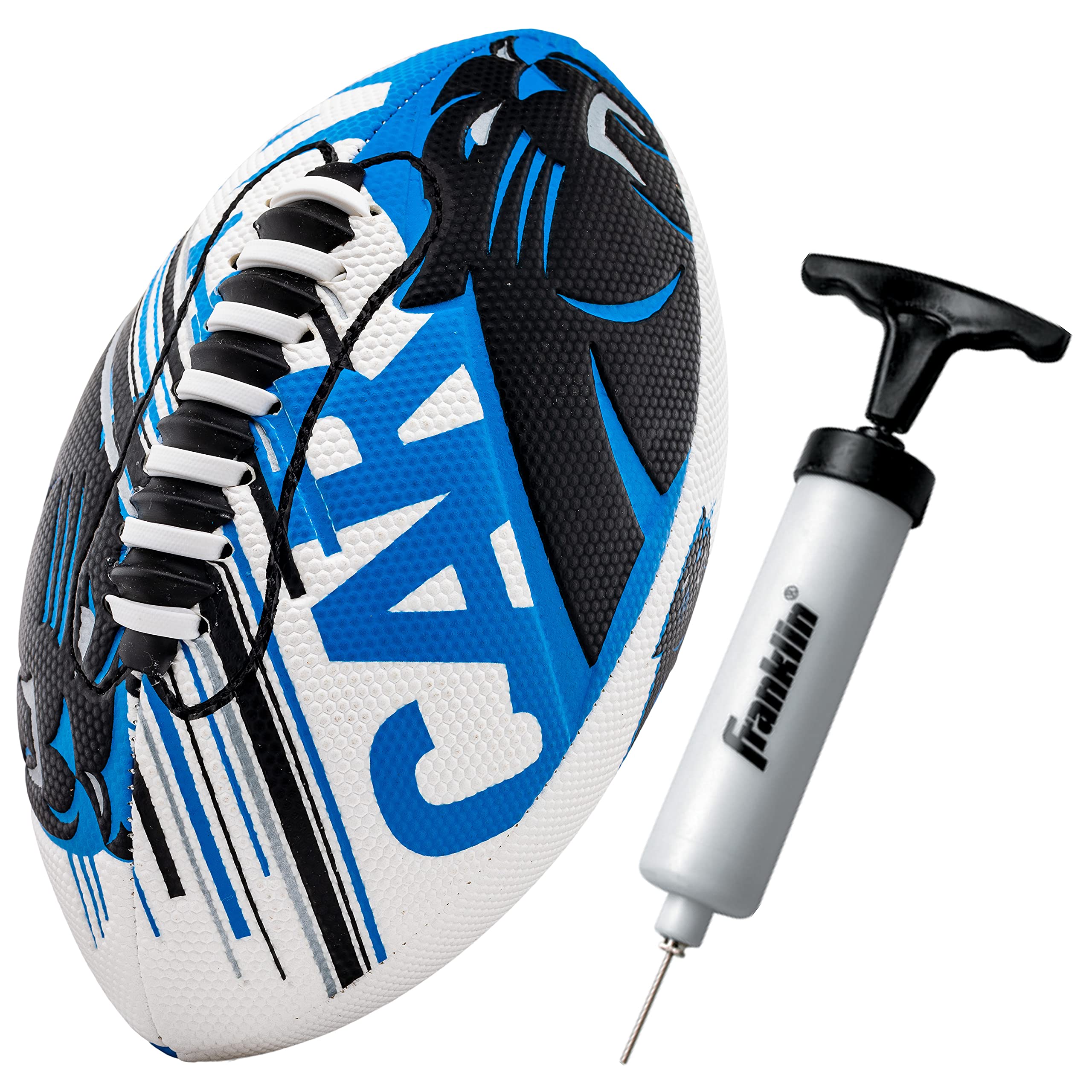 Franklin Sports Nfl Carolina Panthers Football - Youth Mini Football - 8.5'' Junior Size Ball - Spacelace Easy Grip Texture- Per