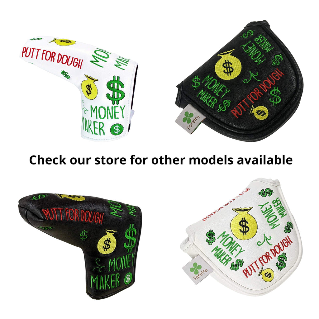 Foretra Putt For Dough - Money Maker Black Golf Putter Headcover Quality Pu Leather Magnetic Closure For Mallet Style Putters
