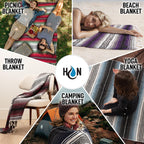 Hydration Nation Authentic Large Handwoven Mexican Striped Throw Blanket - Soft, Durable, Eco-Friendly - 70x50 - Sunshine
