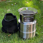 Bestargot Camping Wood Stove, Extra Large, Portable Smokeless Fire Pit, Stainless Steel, Windproof & Stackable Gas Burner For Ca