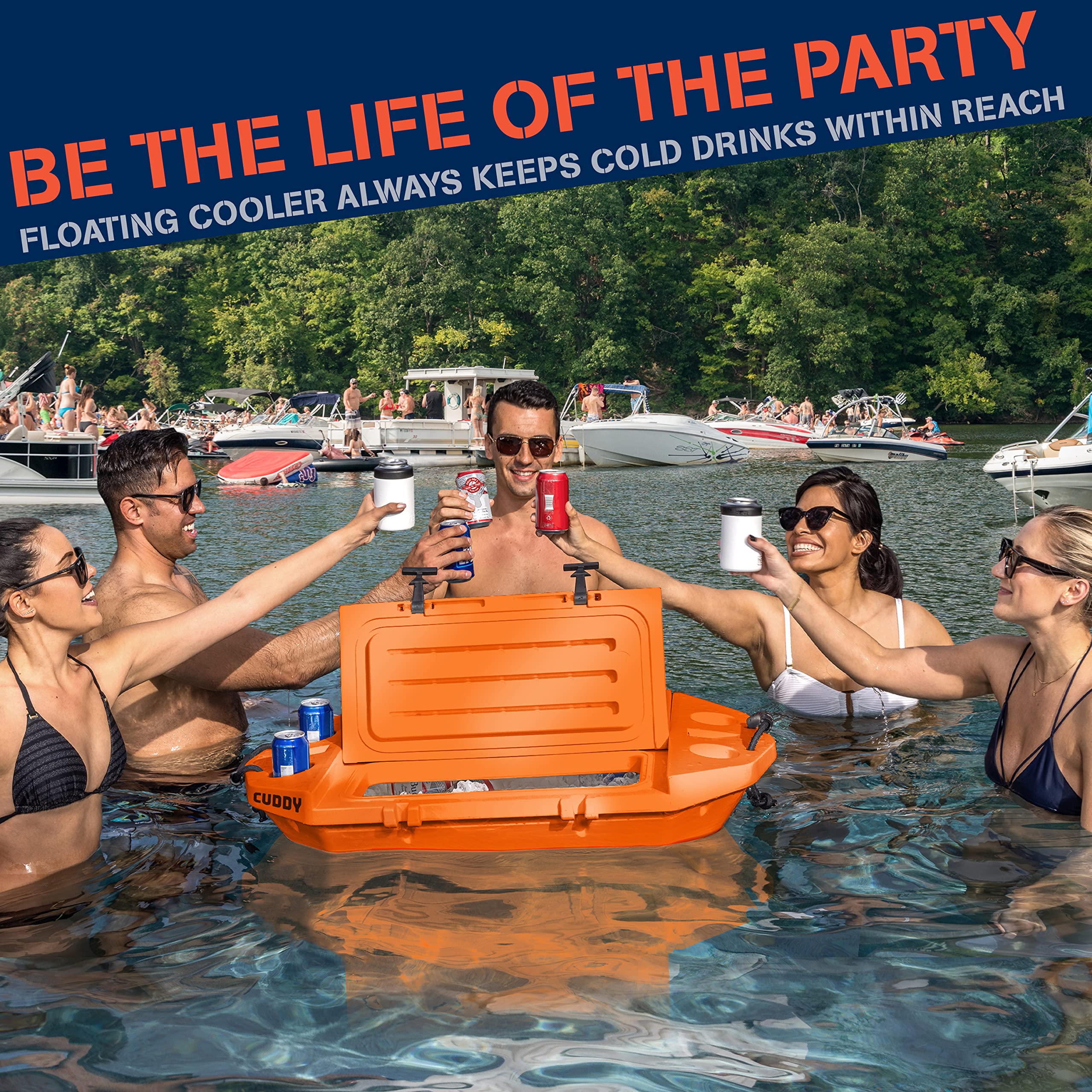 Cuddy Floating Cooler and Dry Storage Vessel - 40QT - Amphibious Hard Shell Design - Multiple Color Options