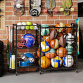 Ball Storage with Elastic Rope for Sports and Outdoors, Garage Organization with Wheels for Sports Gear and Toys, Large-Capacity
