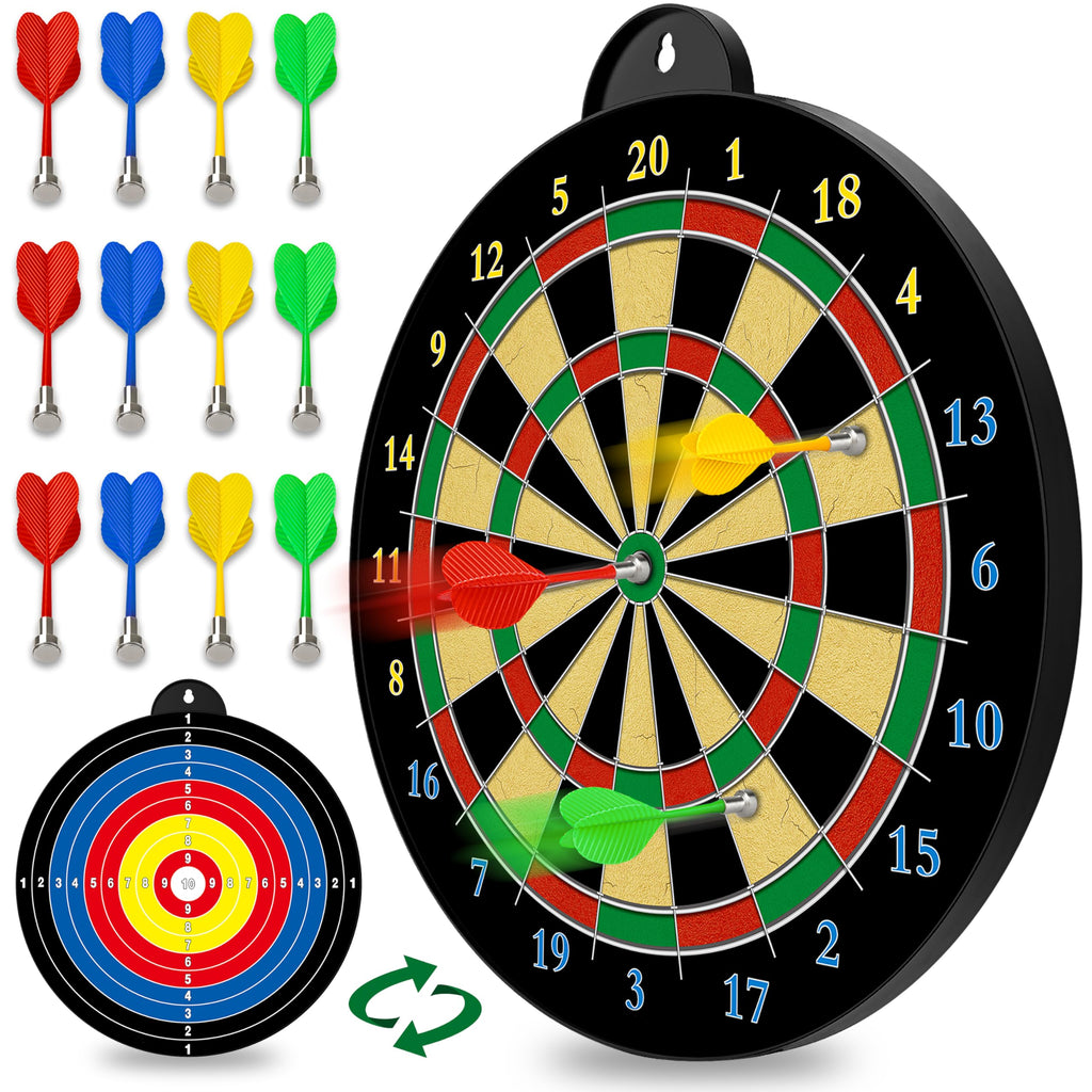 Magnetic Dart Board - 12Pcs Magnetic Darts (Red Green Yellow) - Excellent Indoor Game And Party Games - Magnetic Dart Board Toys