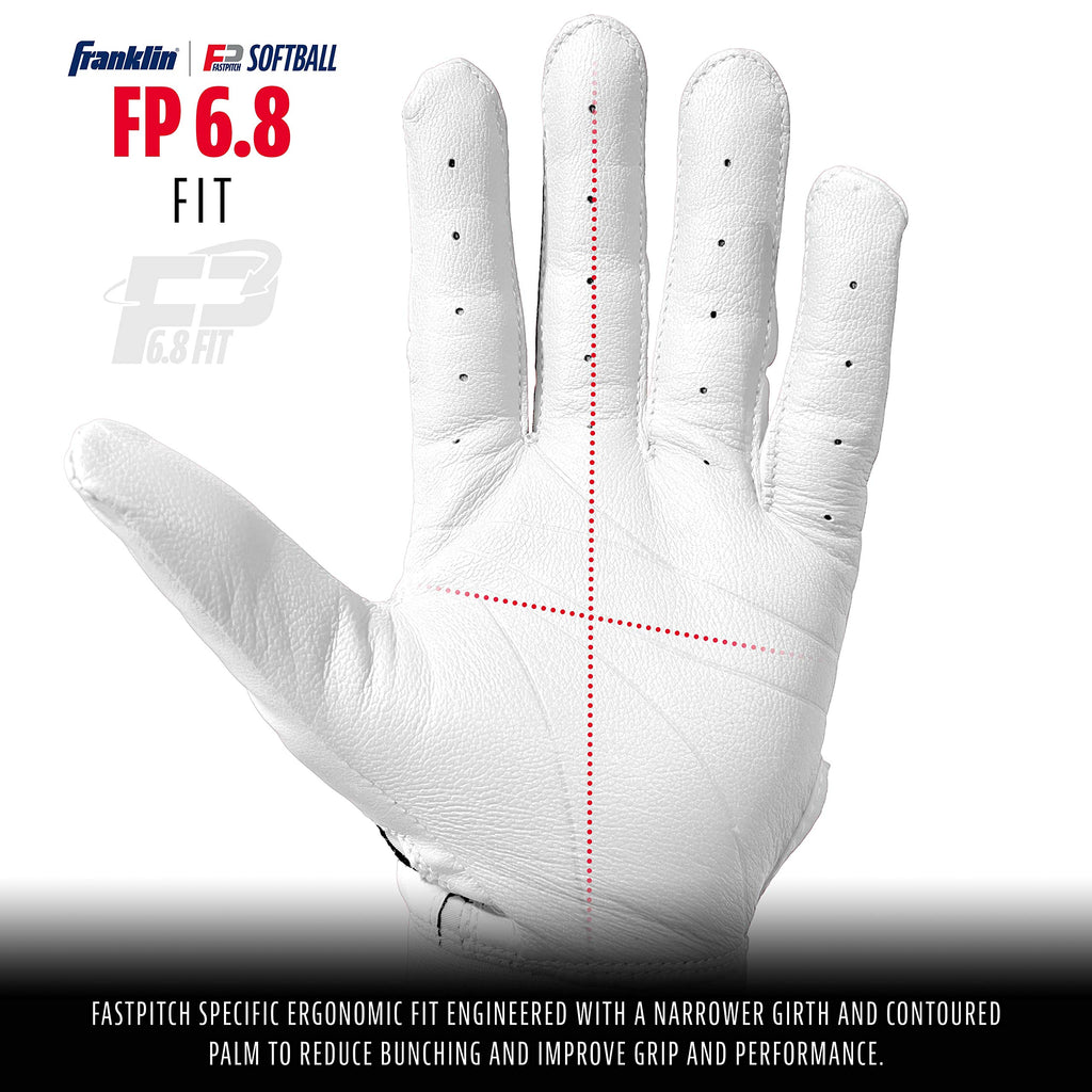 Franklin Sports Cfx Fp Softball Batting Gloves Pair, Women'S Large, White/Chrome
