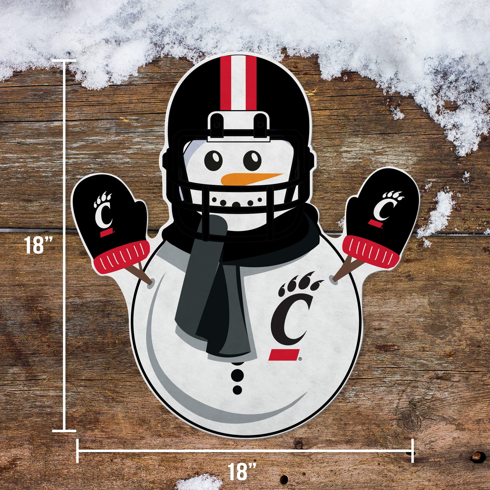 Rico Industries Ncaa Cincinnati Bearcats Snowman Shape Cut Pennant - Home And Living Room D  Cor - Soft Felt Ez To Hang
