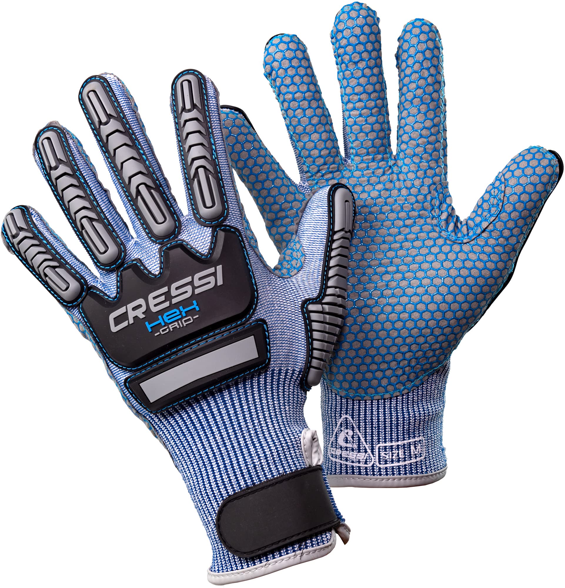 Cressi HEX Grip Gloves, Blue, S