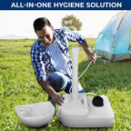 Serenelife Portable Camping Sink W/Towel Holder & Soap Dispenser-19L Water Capacity Hand Wash Basin Stand W/Rolling Wheels-For O