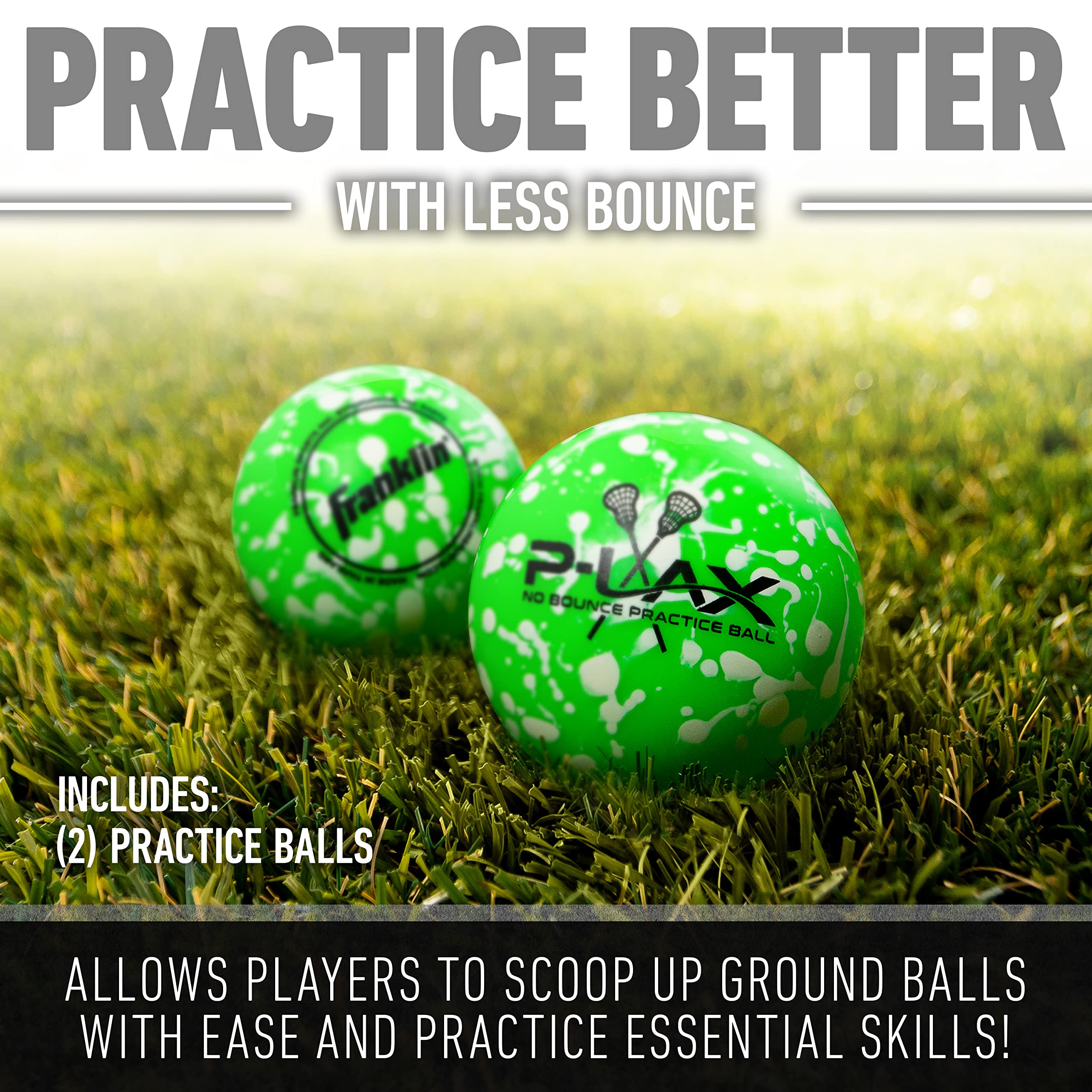 Franklin Sports Lacrosse Balls - Practice Lax Balls - 2 Pack -Massage Balls - All Ages Lacrosse - Green, 63 Mm
