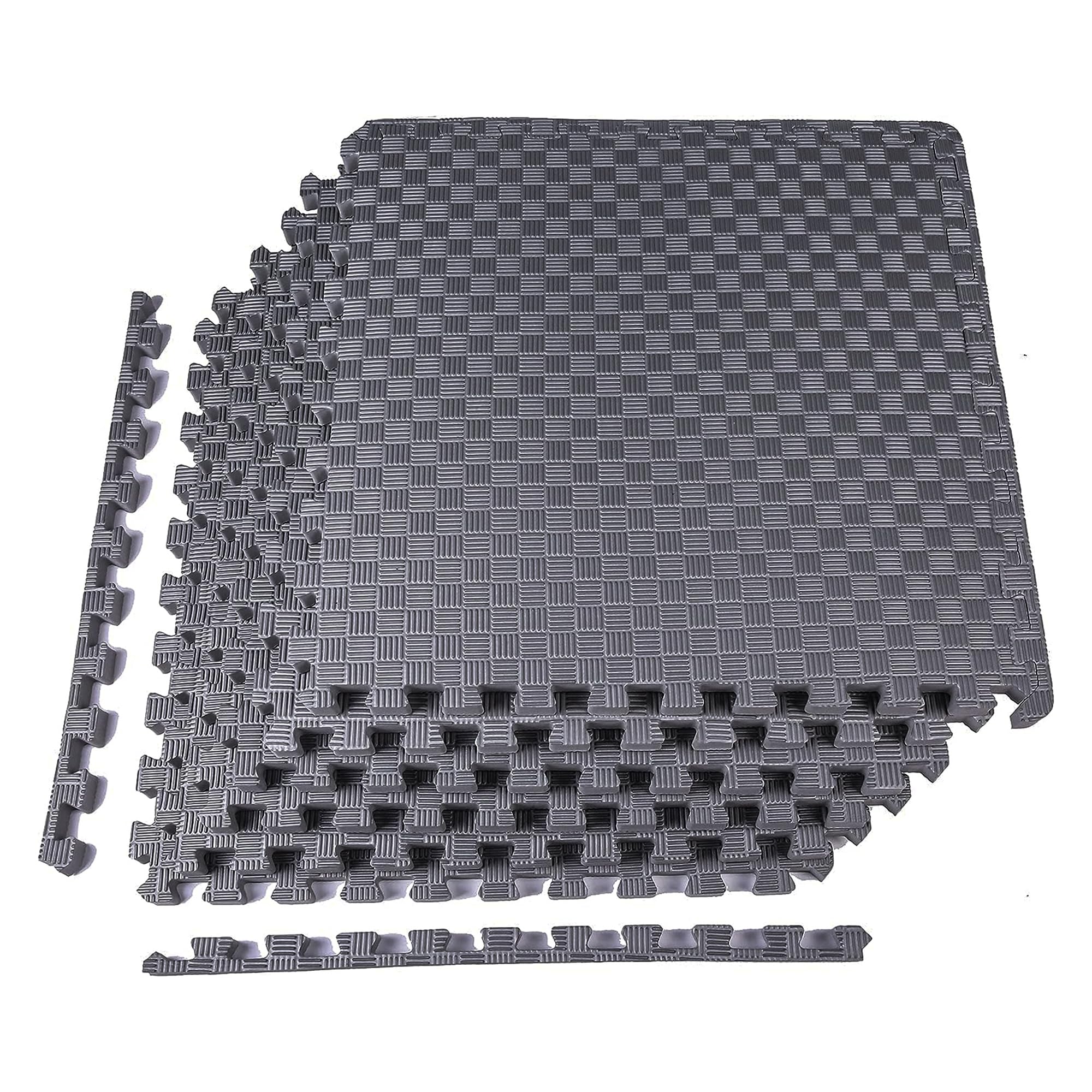 Balancefrom 6 Piece Foam Floor Mat Puzzle Tiles, 1 Inch Thick, 24 Sq Ft, Grey