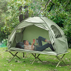 Outsunny Camping Tent Cot, Single Person Folding Cot Combo, Off-Ground Tent, Covered Outdoor Bed With Carry Bag For Hiking, Camp