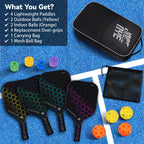 Pickleball Paddles Set Of 4 Incl 4 Fiberglass Pickleball Rackets, 4 Balls 1 Pickleball Bag 4 Grip Tapes, Joncaye Pickleball Set