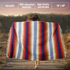 Hydration Nation Authentic Large Handwoven Mexican Striped Throw Blanket - Soft, Durable, Eco-Friendly - 70x50 - Sunrise