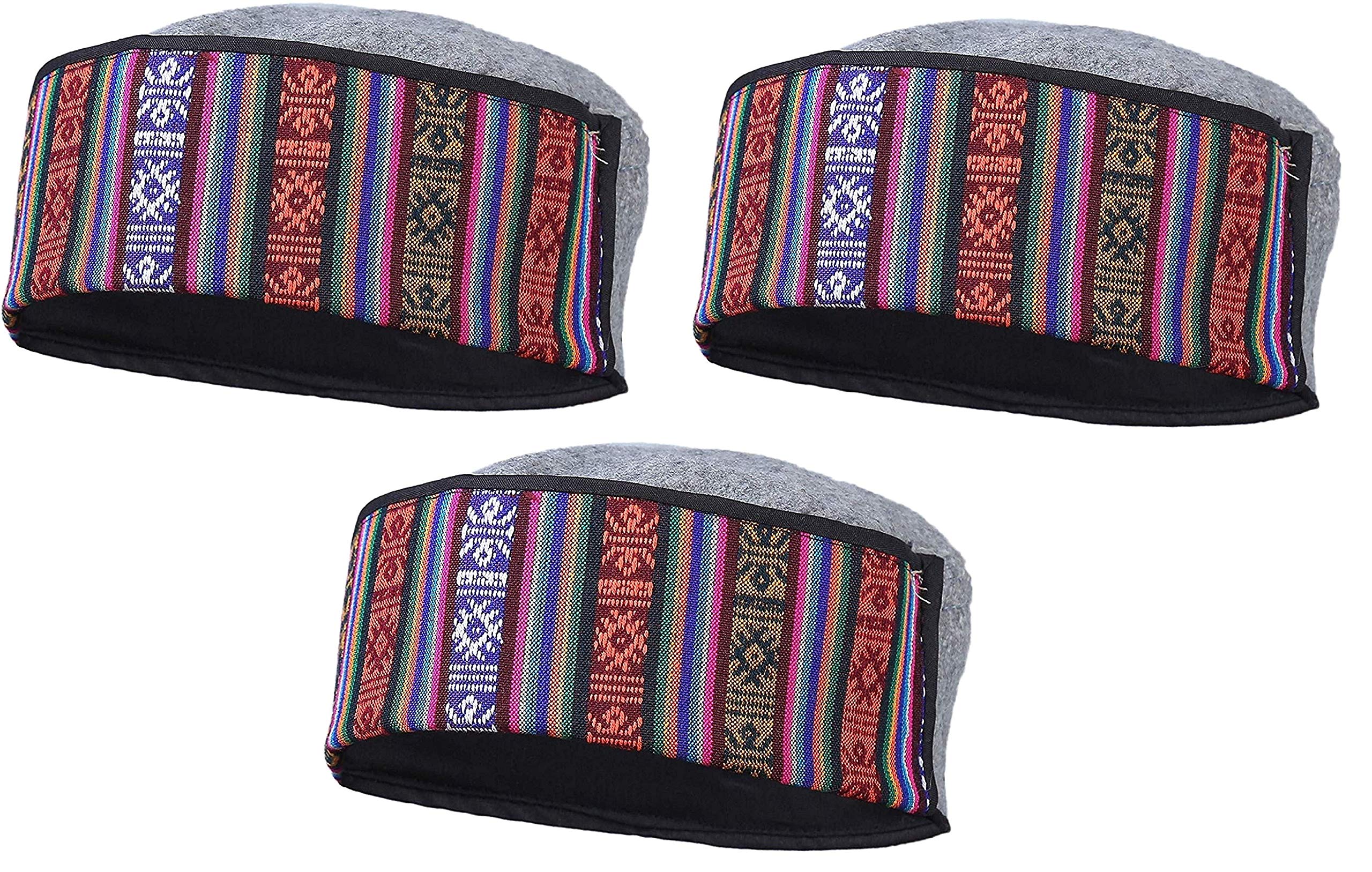 Zacharias G3E MenS Round Cap Himachali Printed Pack Of 3 (Multicolor;Free Size)