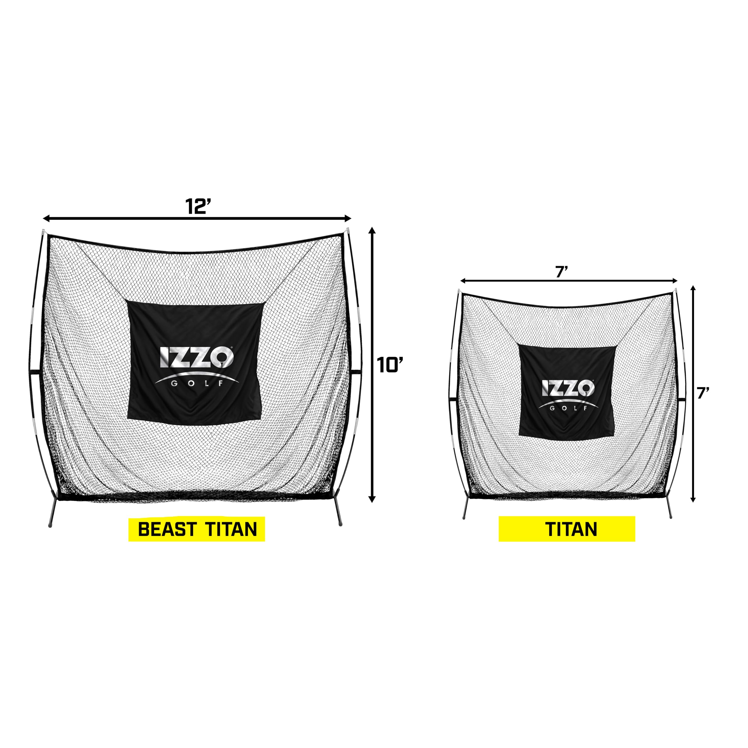 Izzo Golf The Beast Titan 12Ft X 10Ft Golf Hitting Net - Oversized Home Range Golf Hitting Net For Your Backyard,Black