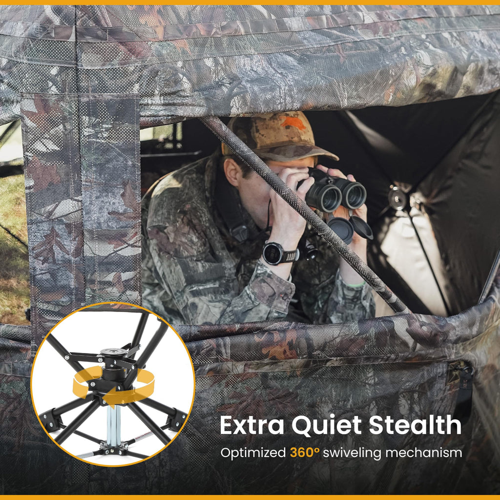 Arrowhead Outdoor 2-Pack 360 Degree Swivel Hunting Chair Stool Seat, Perfect For Blinds, No Sink Feet, Carrying Case, Fishing, 6