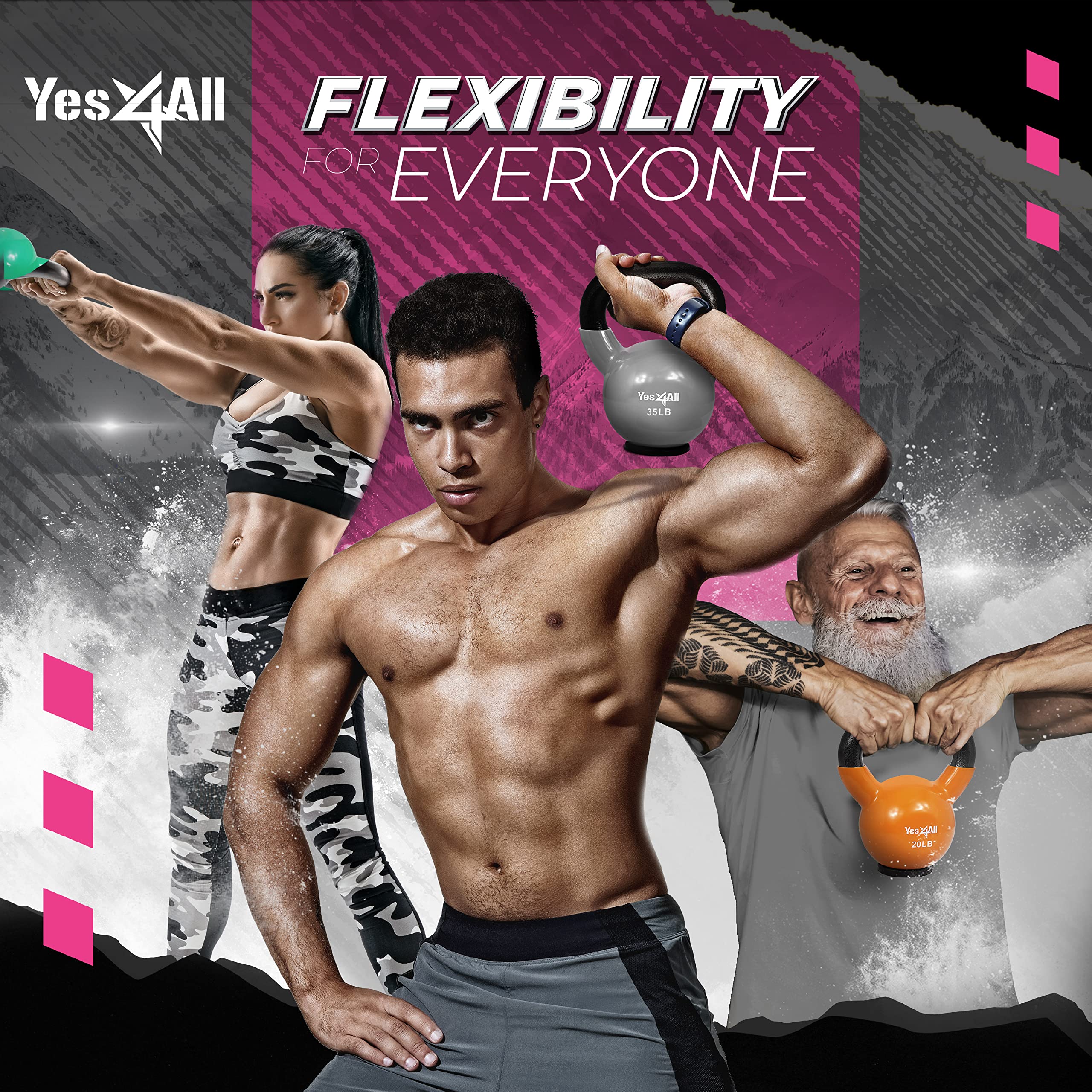 Yes4All Training Kettlebells Weights (5-50Lb)- Home Gym Equipment For Strength Training Exercises With Comfort Vinyl Coated Grip