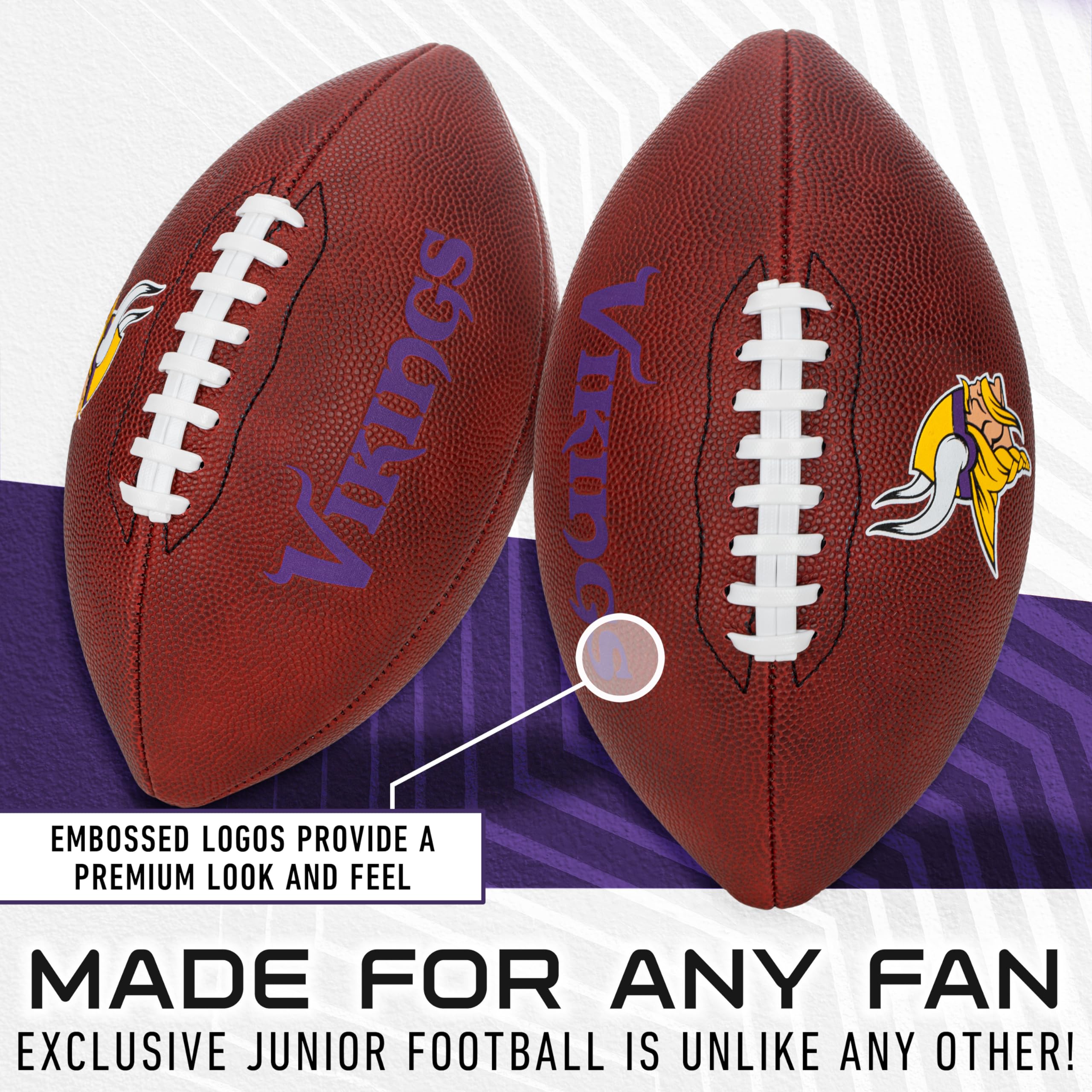 Franklin Sports Nfl Minnesota Vikings Football - Youth Junior Size Football For Kids - Official Nfl Team Logo + Colors Youth Bal