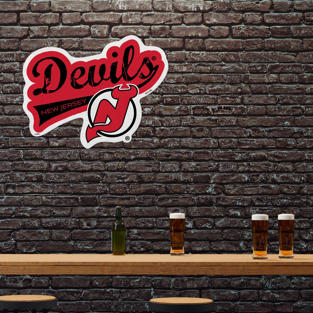 Rico Industries Nhl New Jersey Devils Distressed Shape Cut Pennant - Home And Living Room D  Cor - Soft Felt Ez To Hang