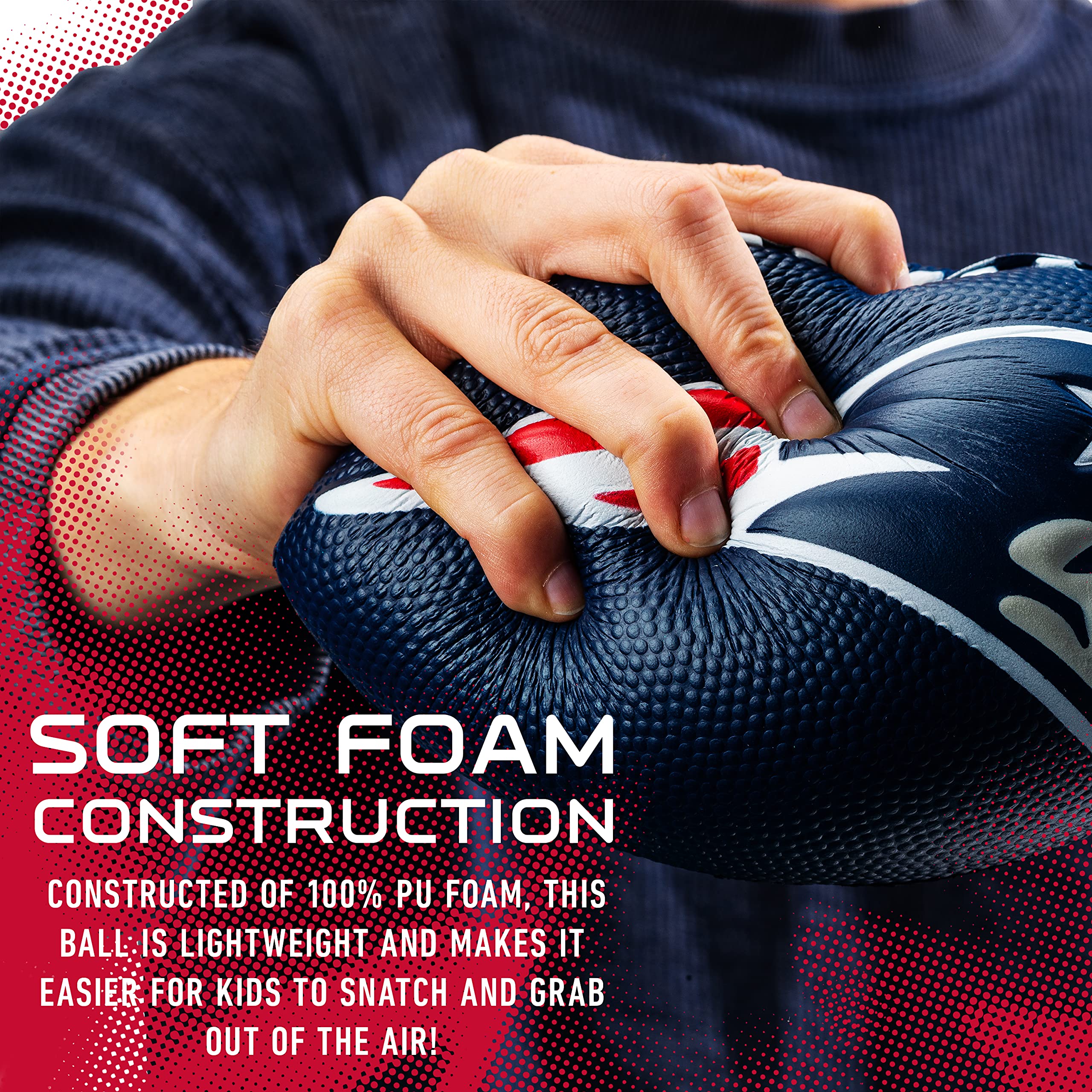 Franklin Sports Nfl New England Patriots Football - Kids Foam Football - Soft Football - Mini Size - Perfect For Gameday - 8.5''