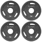 Cap Barbell 2-Inch Olympic Grip Weight Plate, 5 Lb, Set Of 4, 5 Lb, Set Of 4 Black (Ophwis-005)