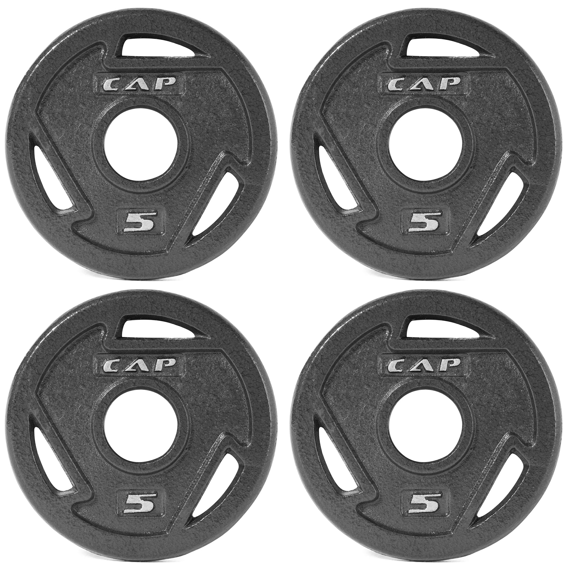 Cap Barbell 2-Inch Olympic Grip Weight Plate, 5 Lb, Set Of 4, 5 Lb, Set Of 4 Black (Ophwis-005)