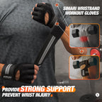 Simari Breathable Workout Gloves For Men Women, Padded Weight Lifting Gloves With Wrist Wraps Support, Full Palm Protection, Gri