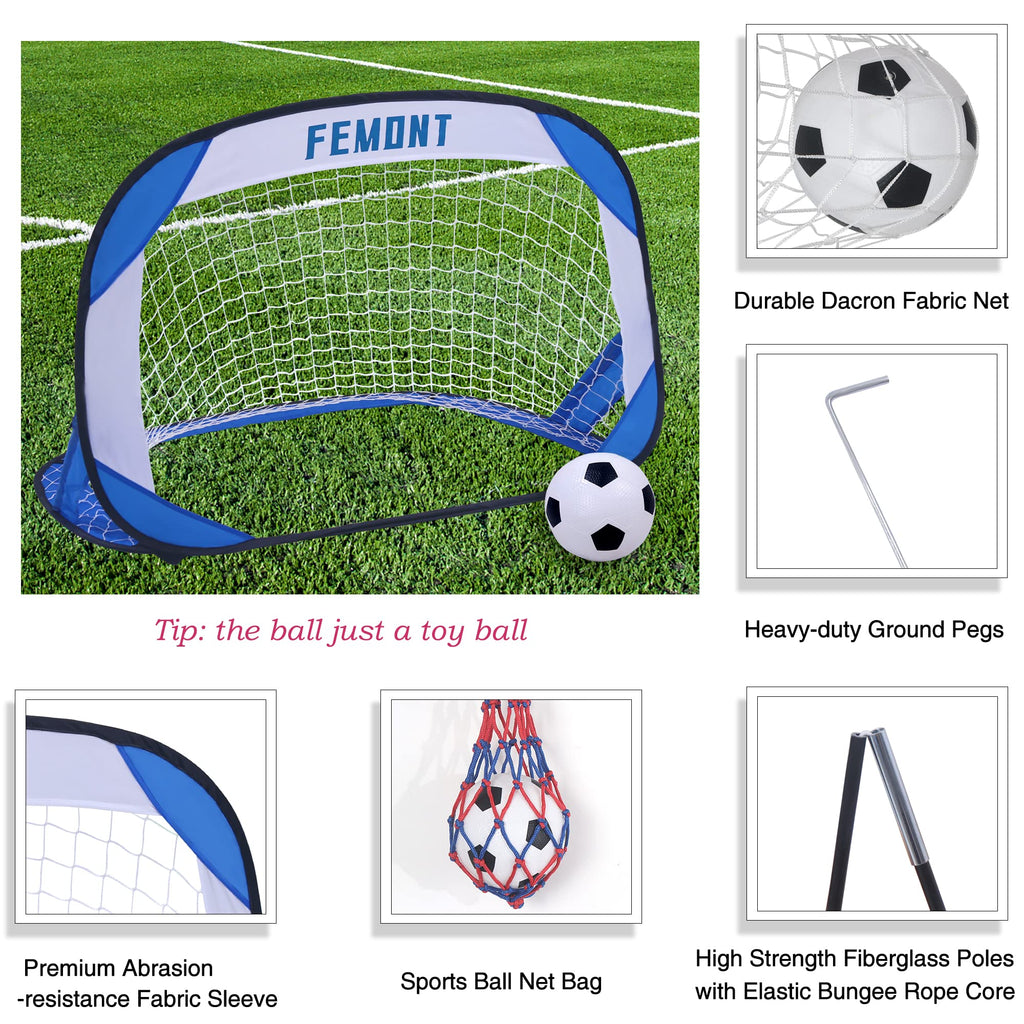 Femont Soccer Goals Set For Backyard, 4X2.5Ft Portable Pop Up Soccer Nets With Carrying Bag For Indoor Outdoor Games Practice Tr
