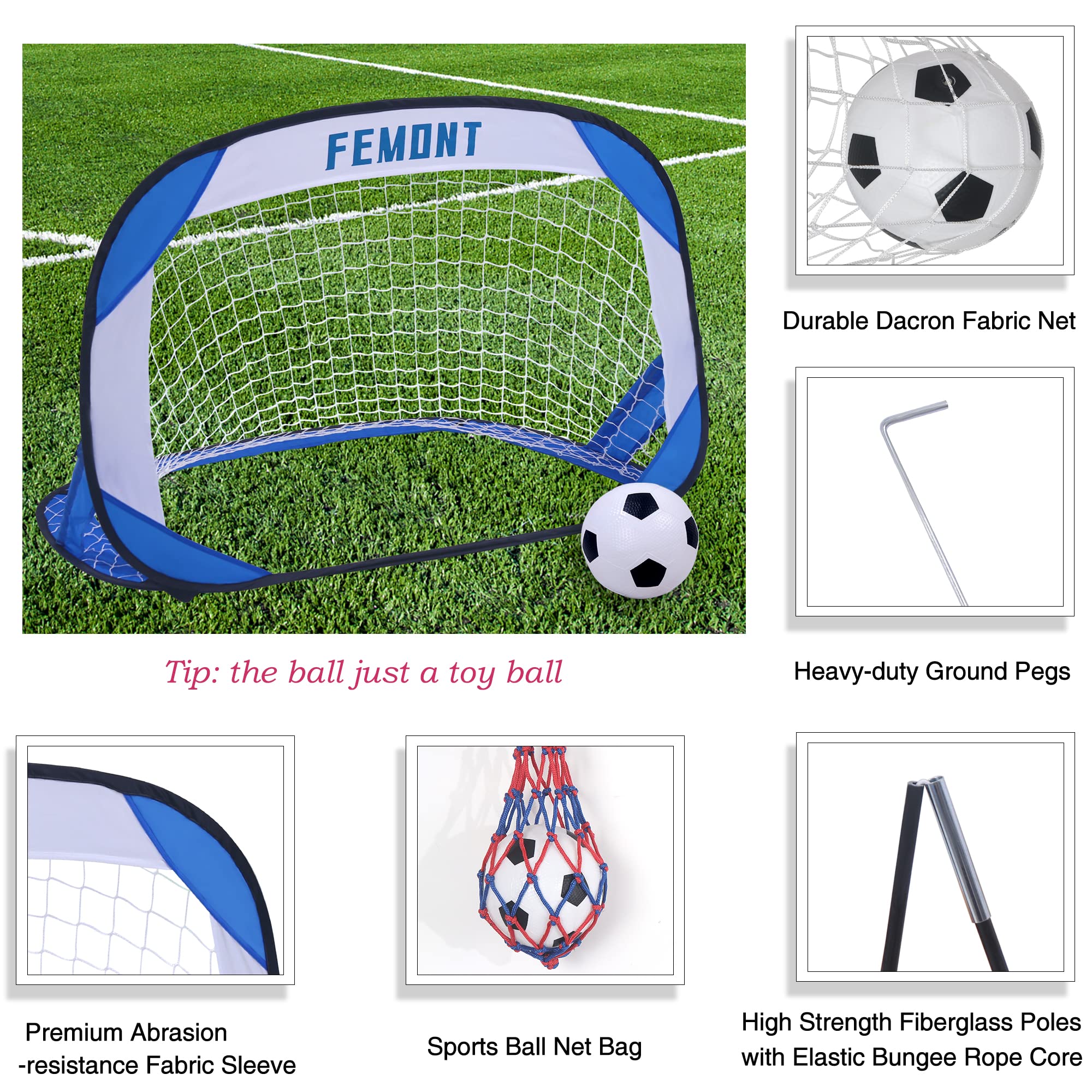 Femont Soccer Goals Set For Backyard, 4X2.5Ft Portable Pop Up Soccer Nets With Carrying Bag For Indoor Outdoor Games Practice Tr