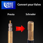Bike Bits Brass Presta Valve Adapter - Convert Presta To Schrader - Inflate Tire Using Standard Bike Pump Or Air Compressor (4 P
