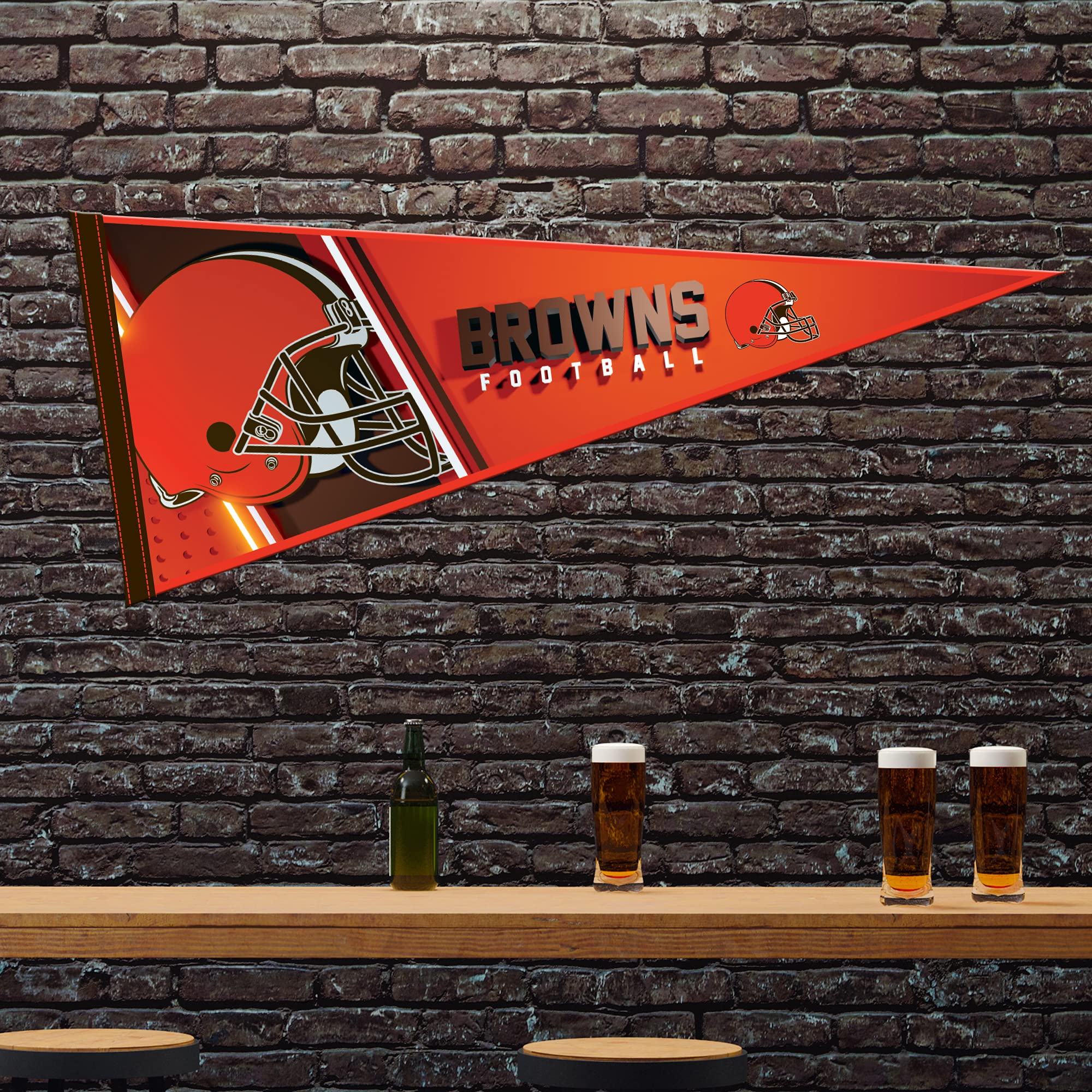 Rico Industries Nfl Football Cleveland Browns Primary 12'' X 30'' Felt Wall D  Cor Pennant - Great For Home/Bed Room/Man Cave D