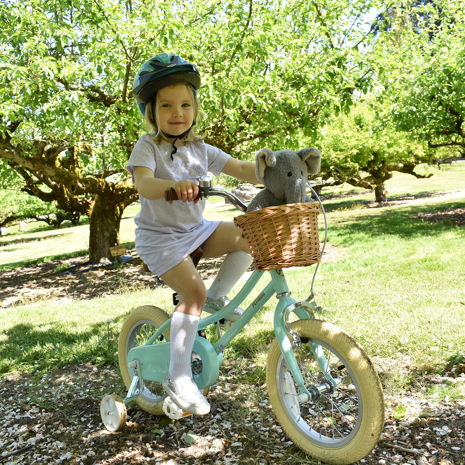 Petimini 12 Inch Kids Bike for Age 2 3 4 Years Old Little Girls Toddlers Retro Vintage Style Bicycles with Basket Training Wheel