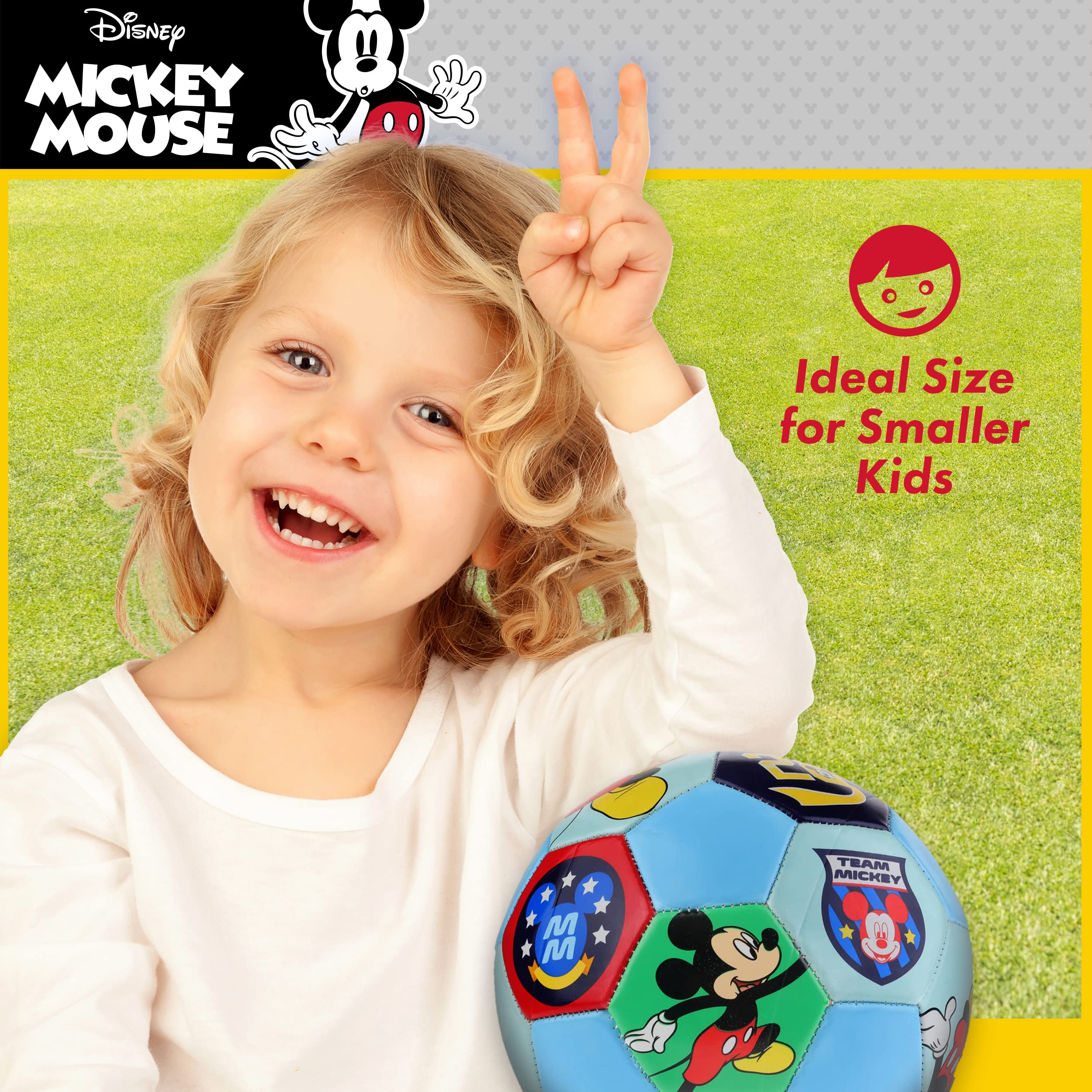 Disney Mickey Mouse Soccer Ball, Team Mickey Youth Kids Mini Soccer Ball, Blue, Size 3