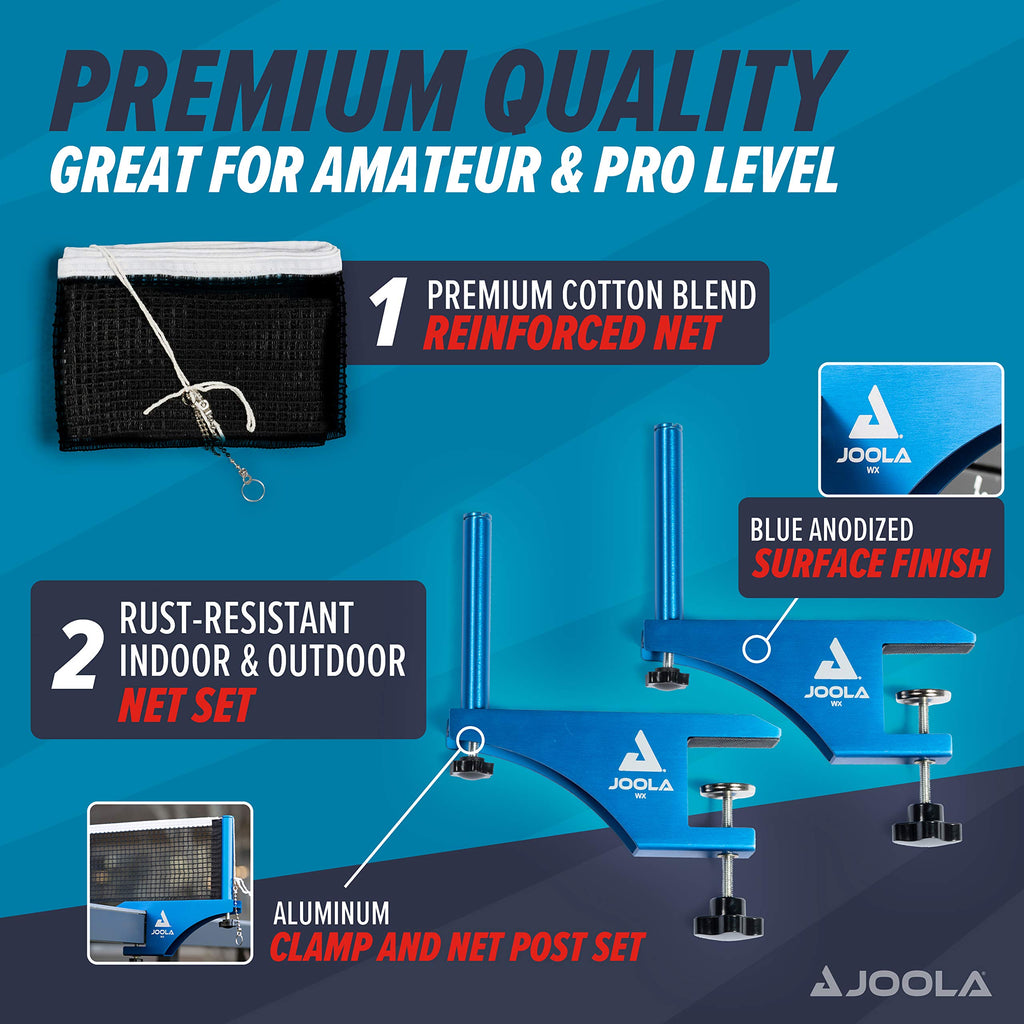 Joola Professional Grade Wx Aluminum Indoor & Outdoor Table Tennis Net And Post Set - Quick Setup - 72In Regulation Ping Pong Ne