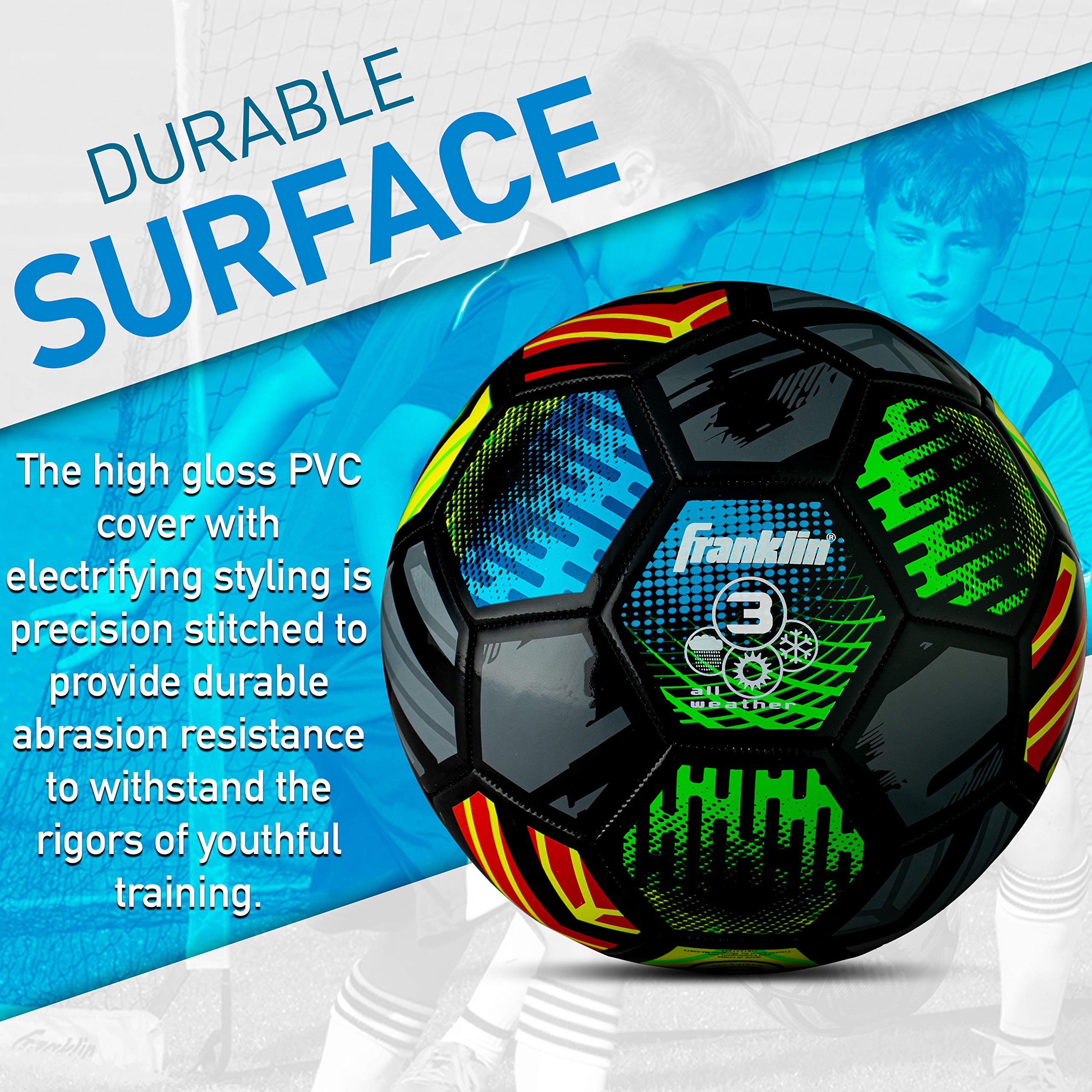 Franklin Sports Mystic Kids Soccer Ball - Size 4 Youth Soccer Ball - Soft Cover - Great For Kids And Toddlers - Air Pump Include