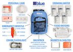 Blue Coolers Blue Seventy-Two  72 Hour Emergency Backpack Survival Kit For 1 Person  Survival Kit For Wildfires, Earthquakes, To