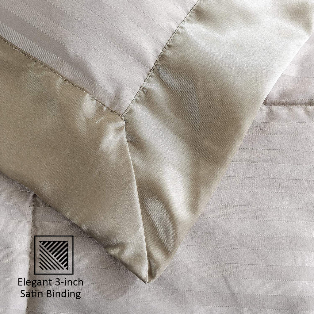 Downluxe King Size Blanket, Lightweight Down Alternative Blanket With Satin Trim (90 X 108 Inch, Sand)