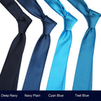 Zenxus Solid Skinny Ties For Men, 25 Inch Slim Navy Plain Ties Bulk For Wedding And Activities, 5-Pack
