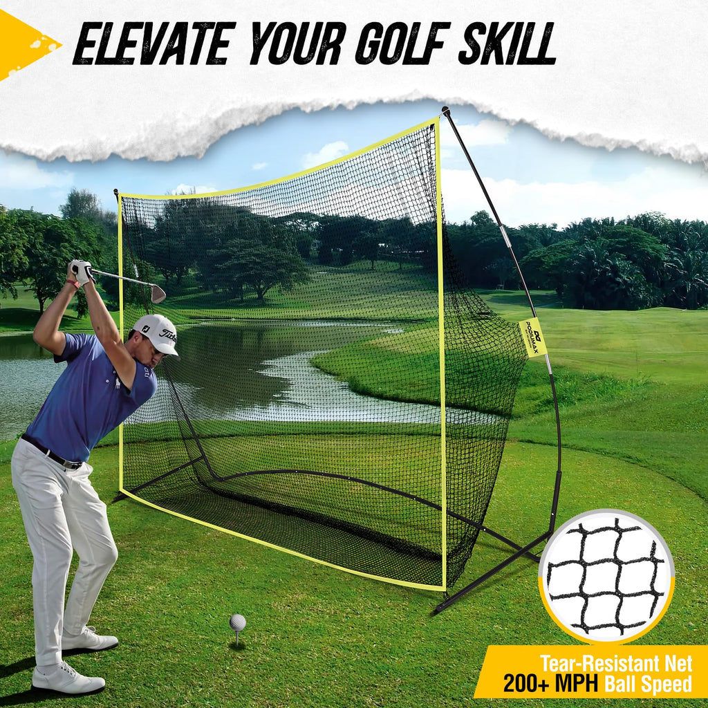 Podiumax 10X7Ft Golf Hitting Net  Driving Range For Backyard & Indoor  Also Suitable For Soccer, Baseball, Softball Practice Wit