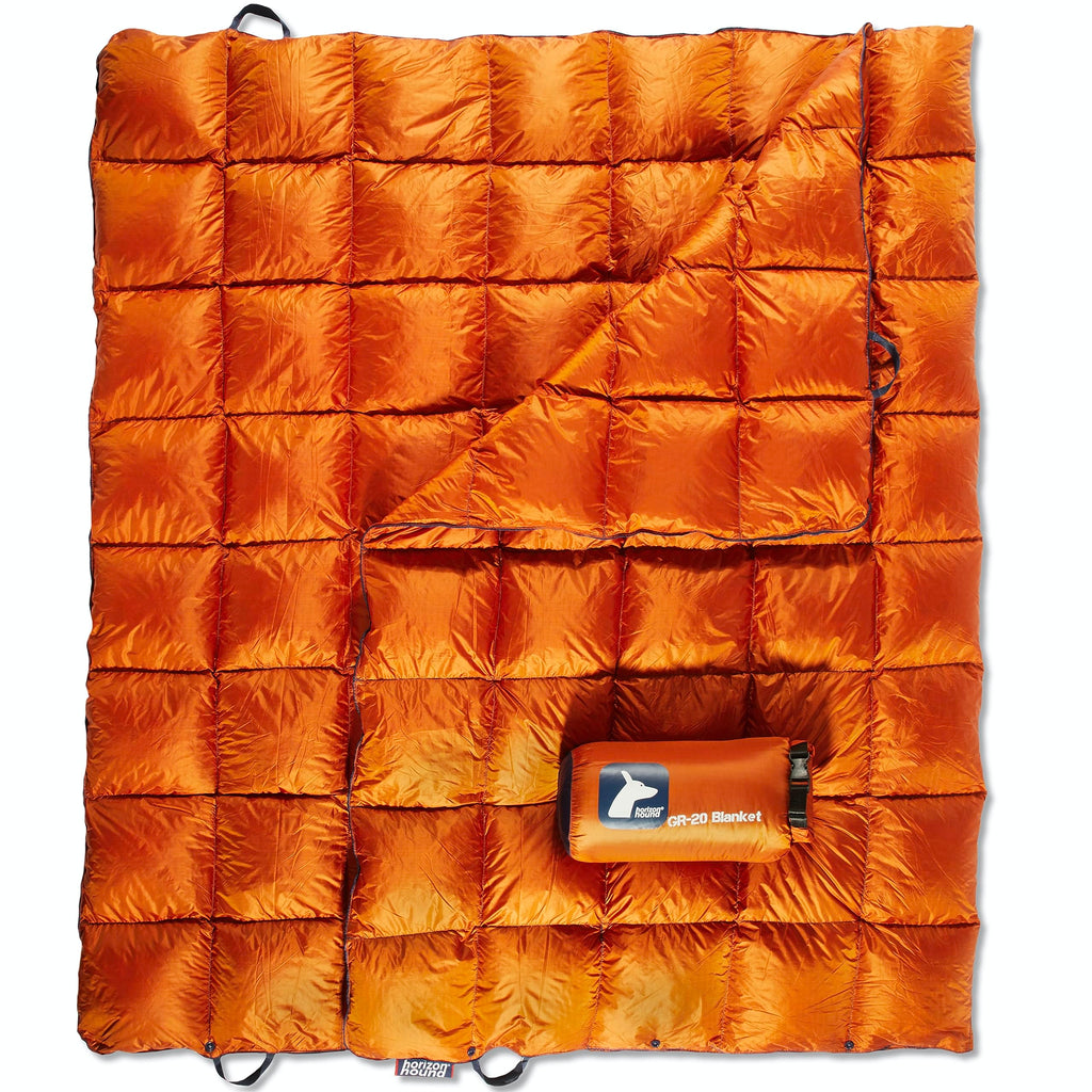 Horizon Hound Down Camping Blanket - Gr-20, Orange Travel Blanket  Sustainable Insulated Down  Lightweight & Warm Quilt For Camp