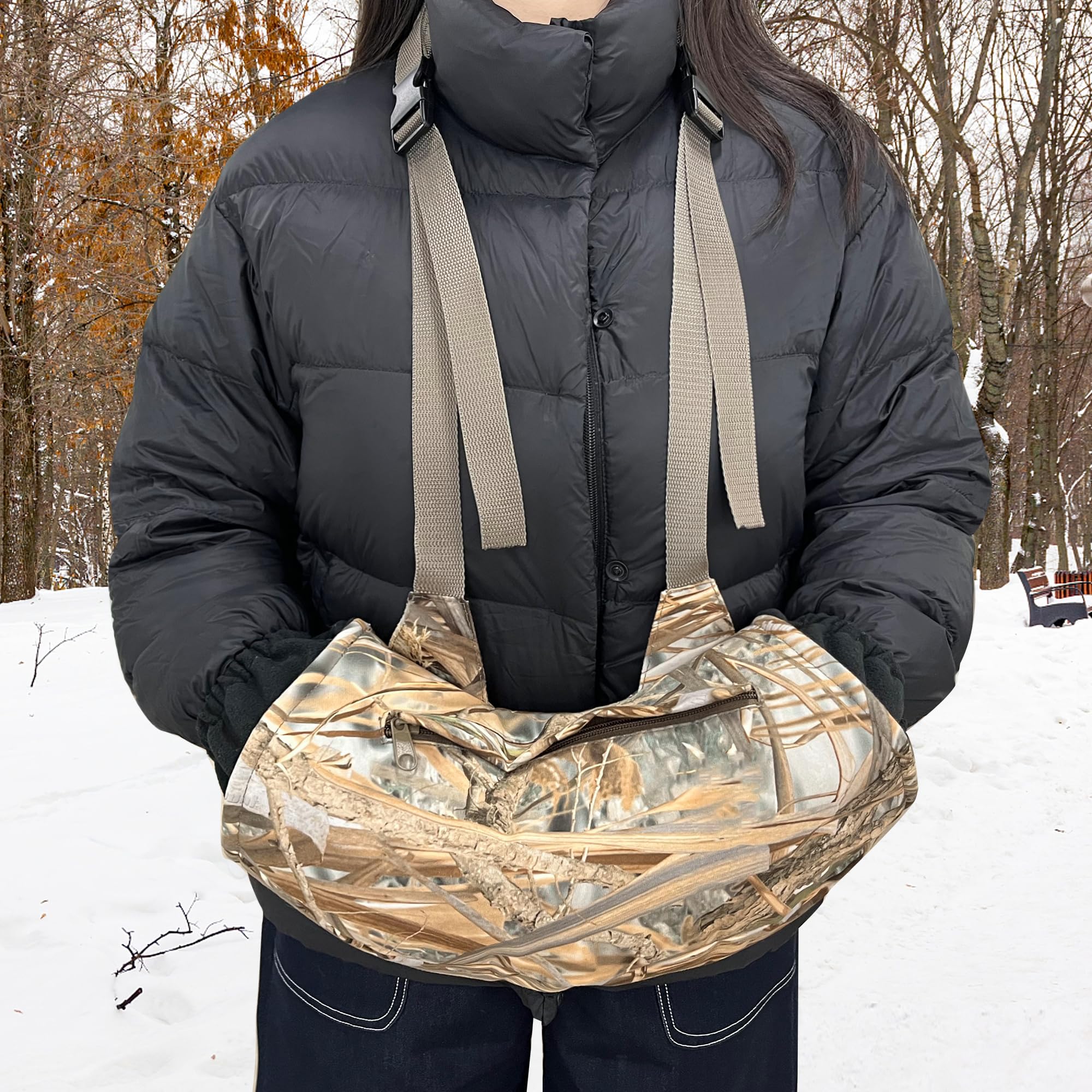 Mdstop Outdoor Hand Warmer Muff Fits For Hunting, Fly Fishing, Camping, Hiking (New Flannel Camo)