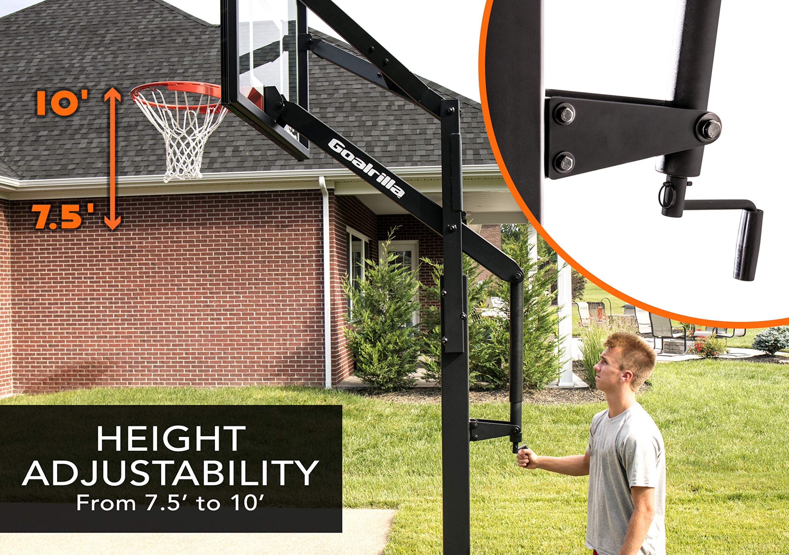 Goalrilla Basketball Hoops with Tempered Glass Basketball Goal Backboard, Black Anodized Frame, and In-ground Anchor System