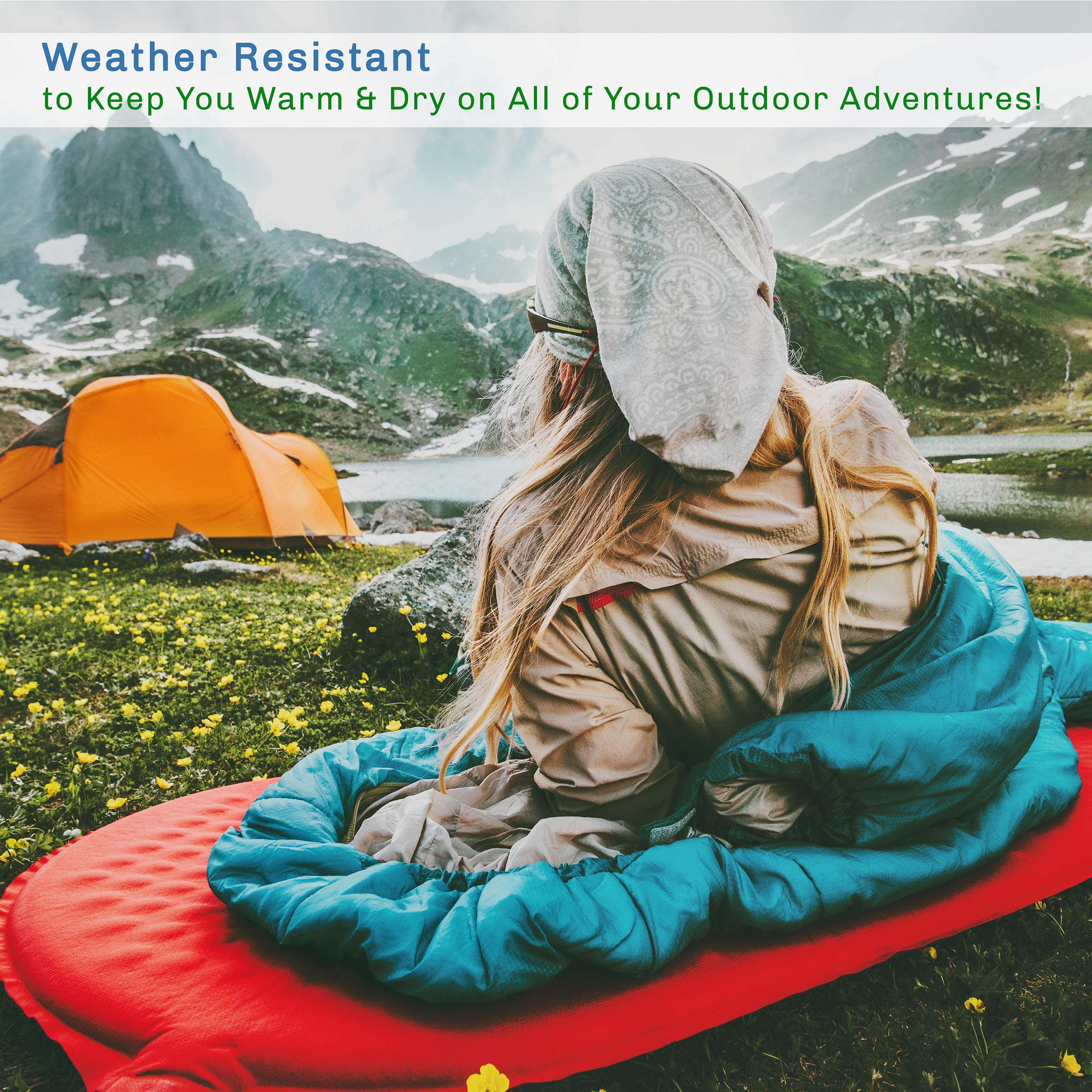 Sleeping Bag - 32F Rated Xl 3 Season Envelope Style With Hood For Outdoor Camping, Backpacking And Hiking With Carry Bag By Wake