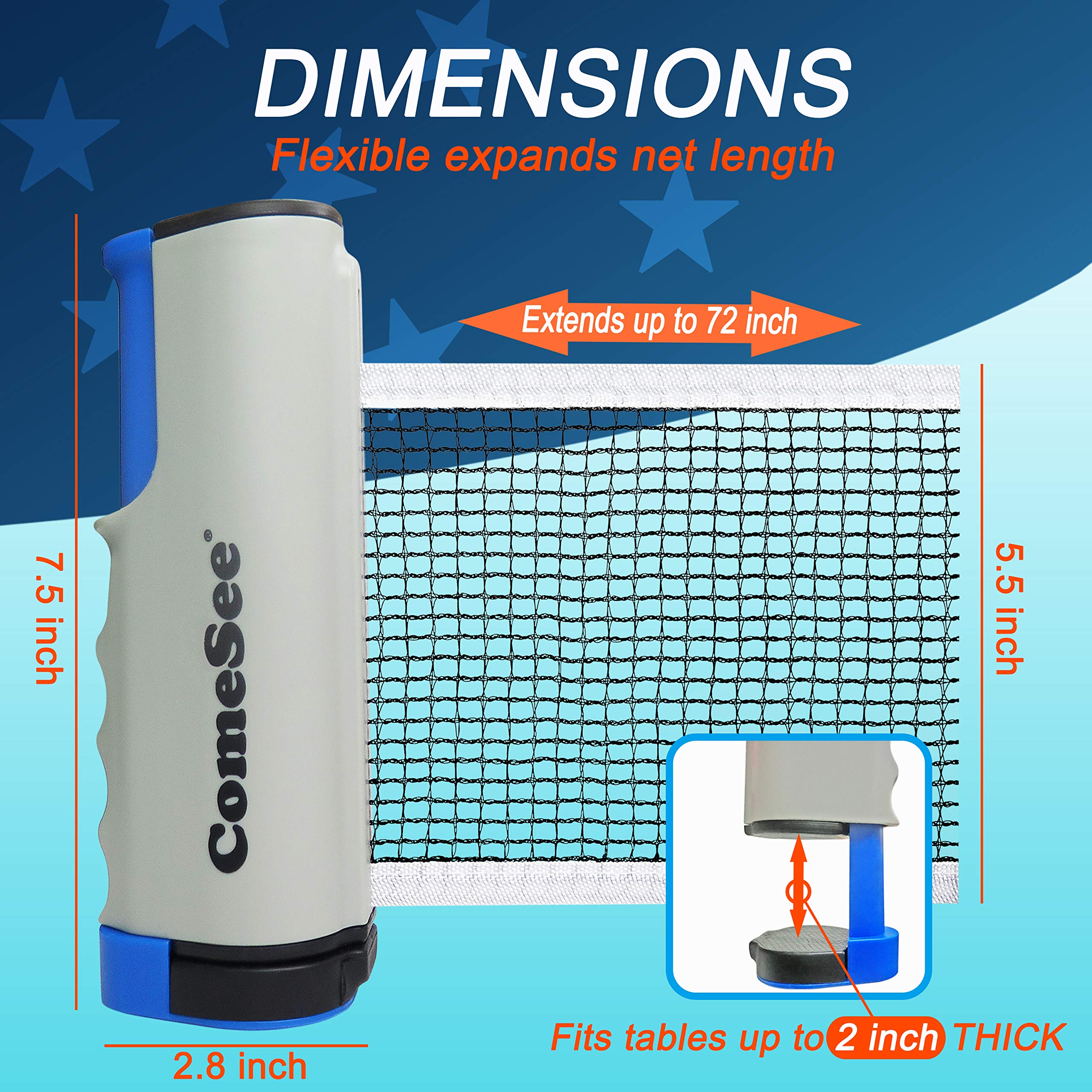 Comesee Ping Pong Net For Any Table, Retractable Table Tennis Nets And Posts Equipment For Replacement (Gray)