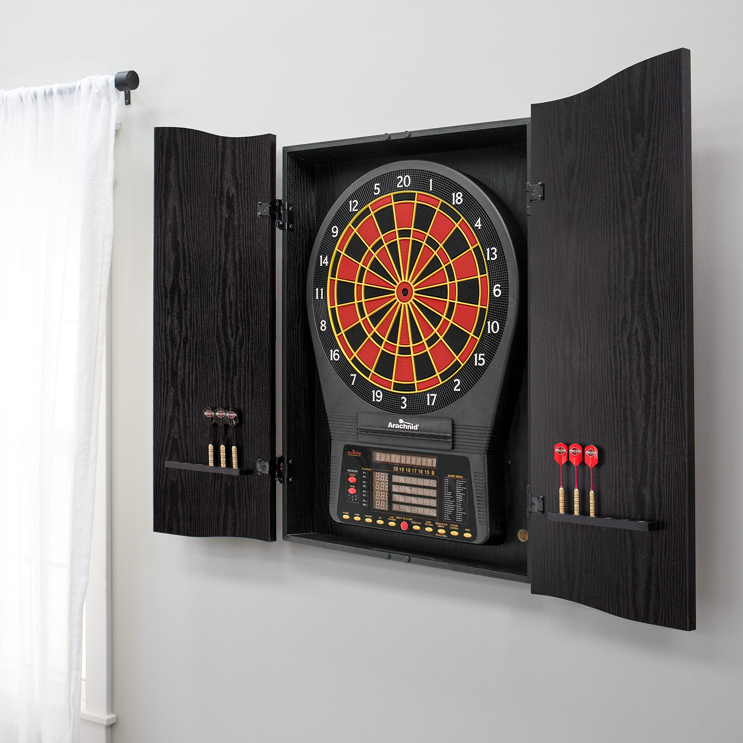 Dmi Sports Black Cricketpro Dartboard Cabinet  Designed For Arachnid 15.5Cricketpro 900, 800, 750, 650 Electronic Dartboards  Do