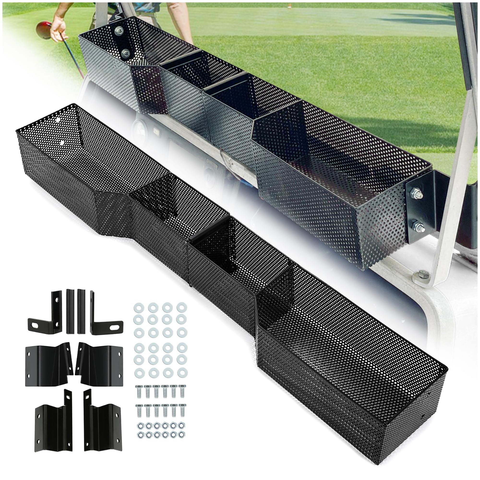KUAFU Front Inner Basket Compatible with 2000-Up Club Car DS & Precedent Golf Cart Dash Storage Organizer Heavy Duty Steel Powde