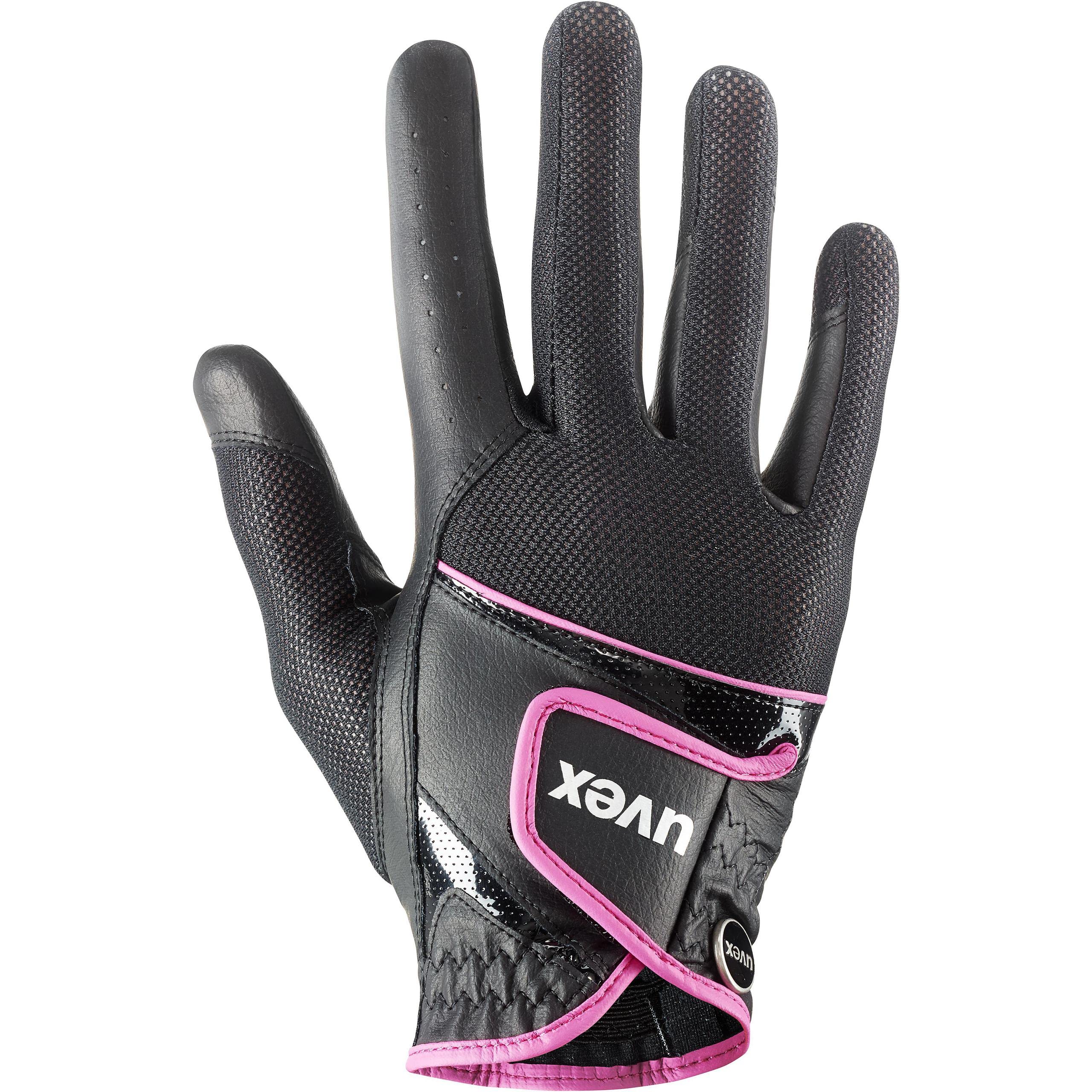 uvex sumair Horse Riding Gloves for Women & Men, Black-Pink, 6 - Stretchable, Breathable & with Touchscreen Capability